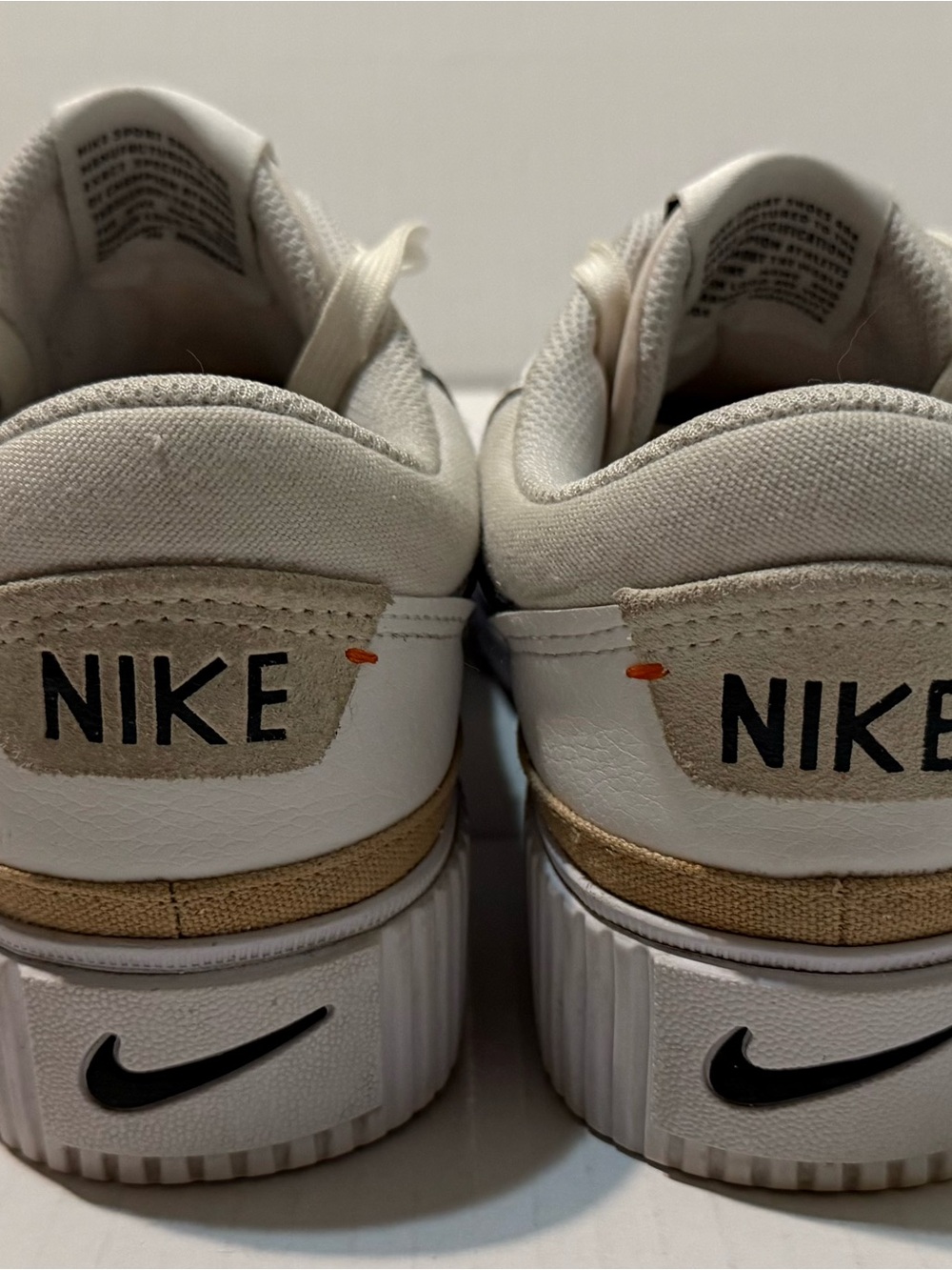 Nike Women's Platform Sneakers in White, Beige and Black